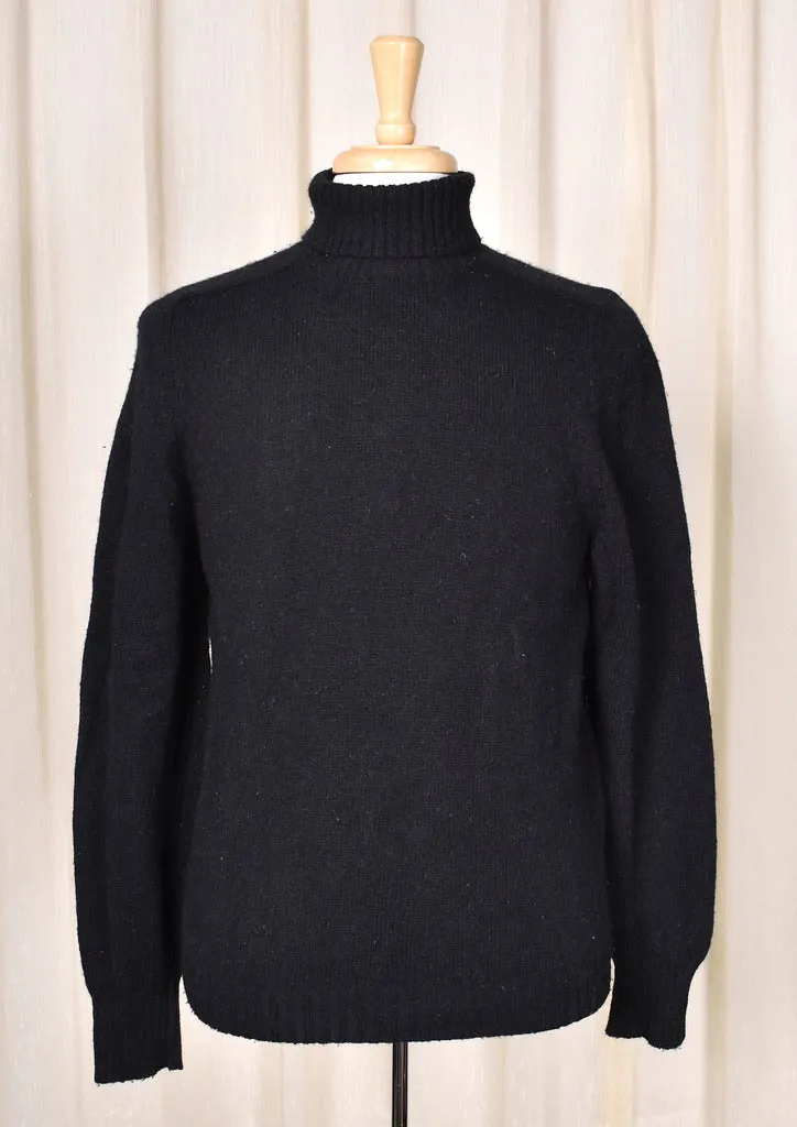 1960s Vintage Black Wool Turtleneck