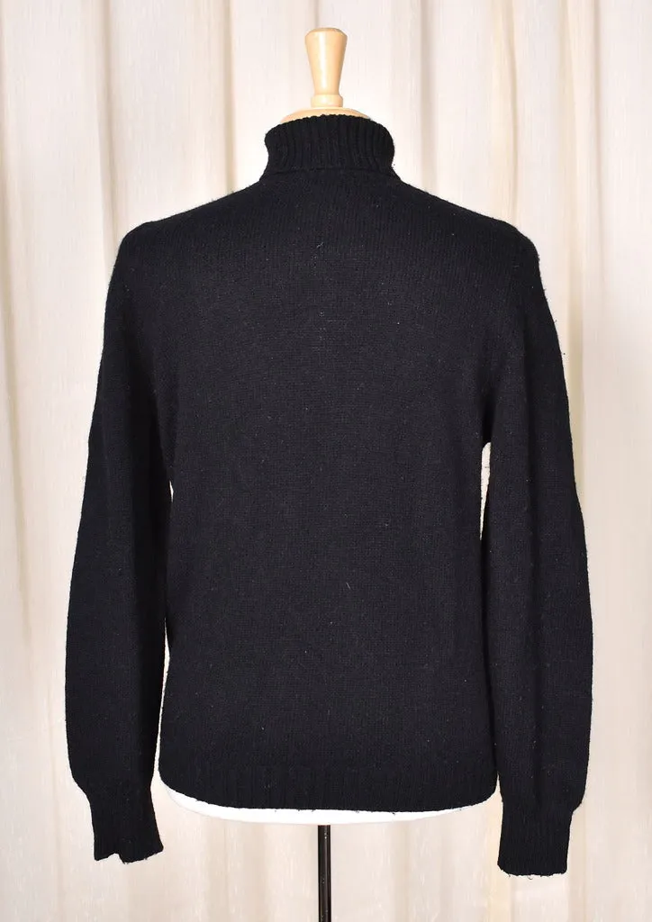 1960s Vintage Black Wool Turtleneck