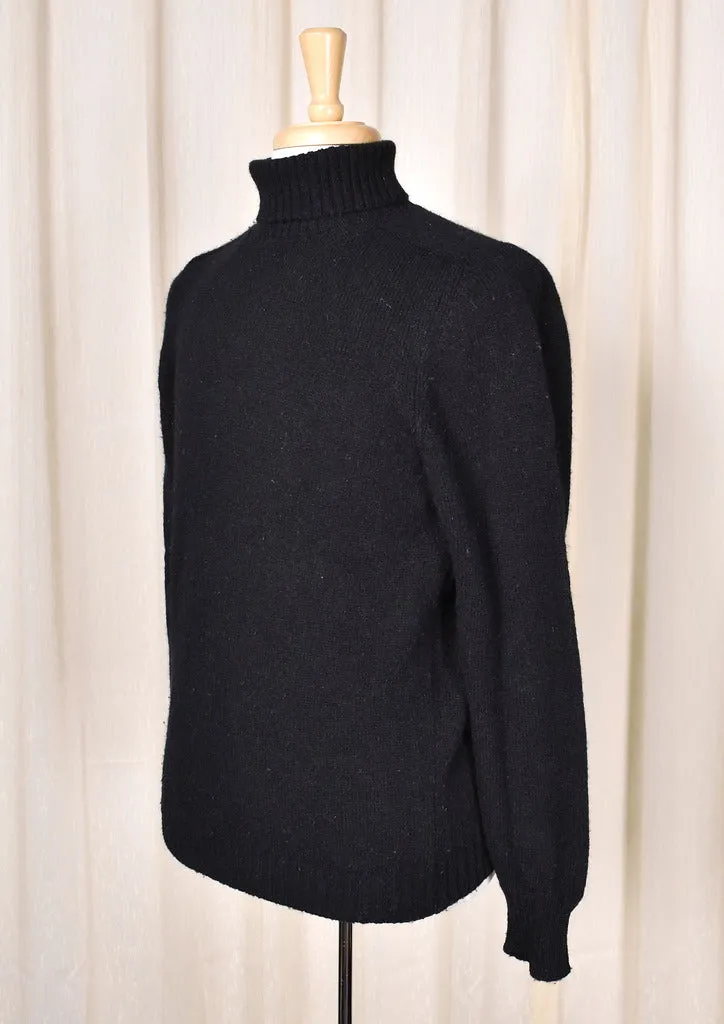 1960s Vintage Black Wool Turtleneck