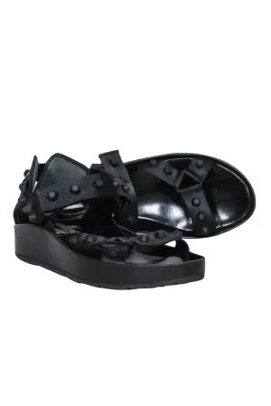 Balenciaga - Black Leather Strappy Platform Sandals w/ Studs Sz 8.5