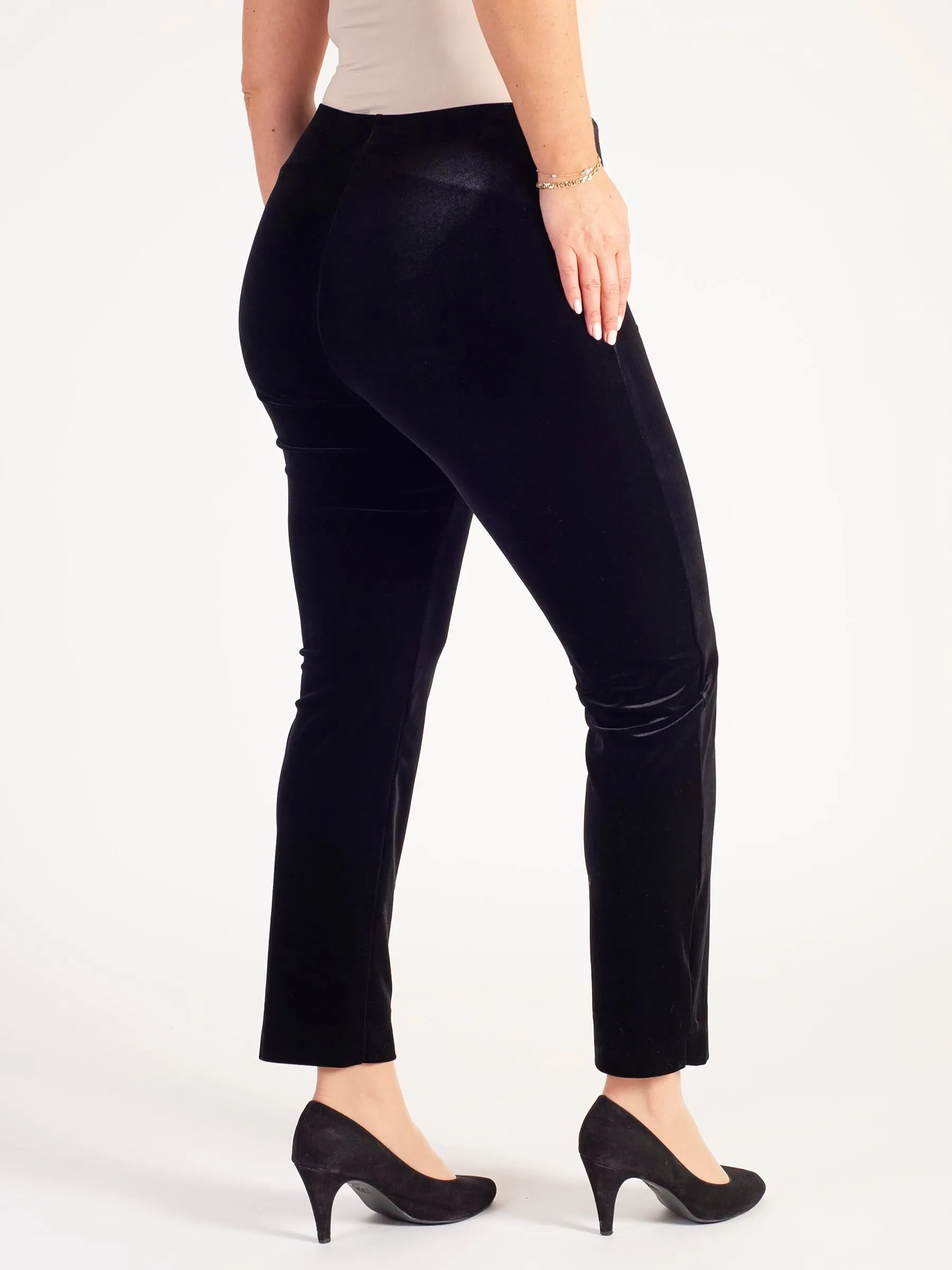 Black Stretch Velvet Trousers