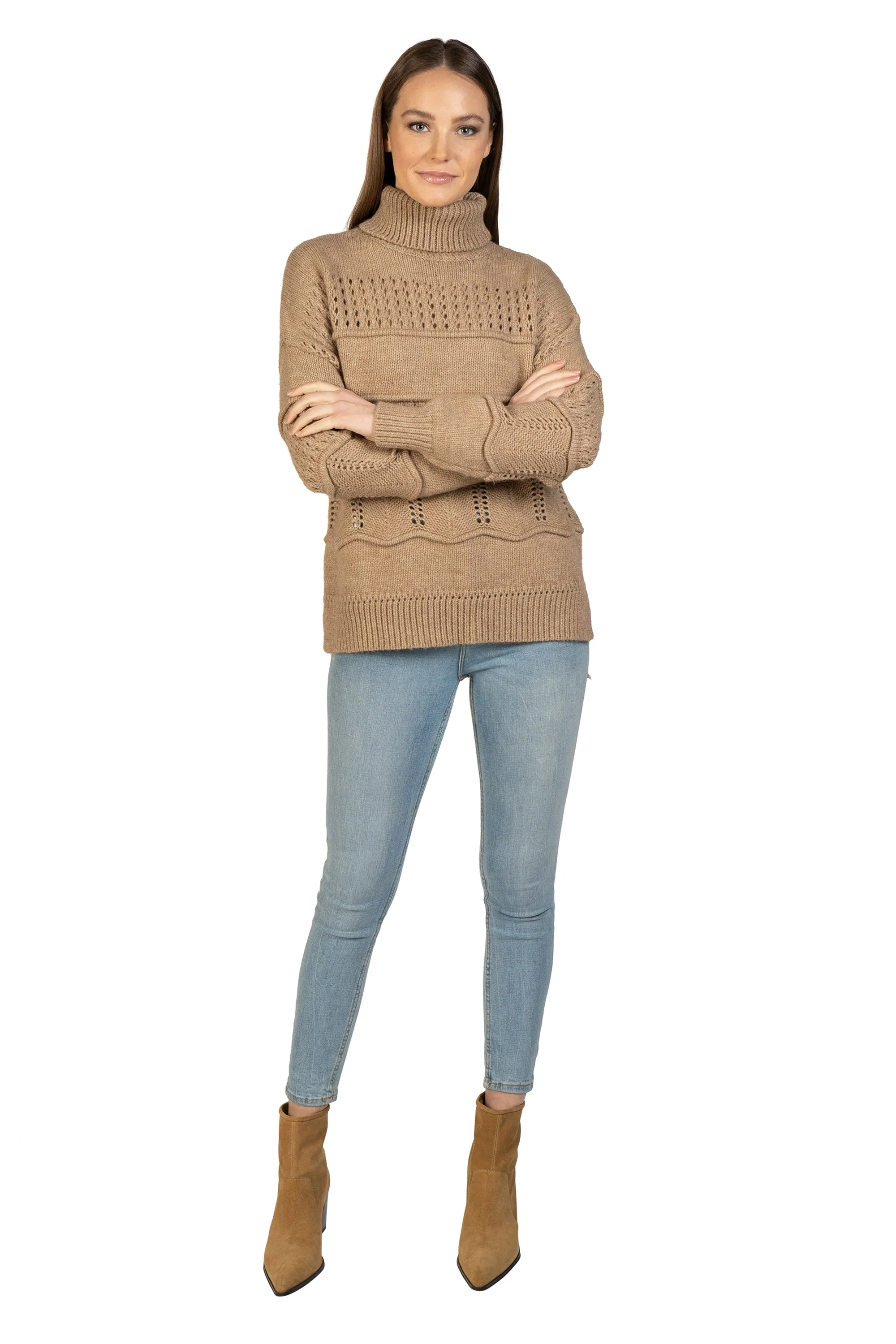 Cable Knit Turtleneck Pullover