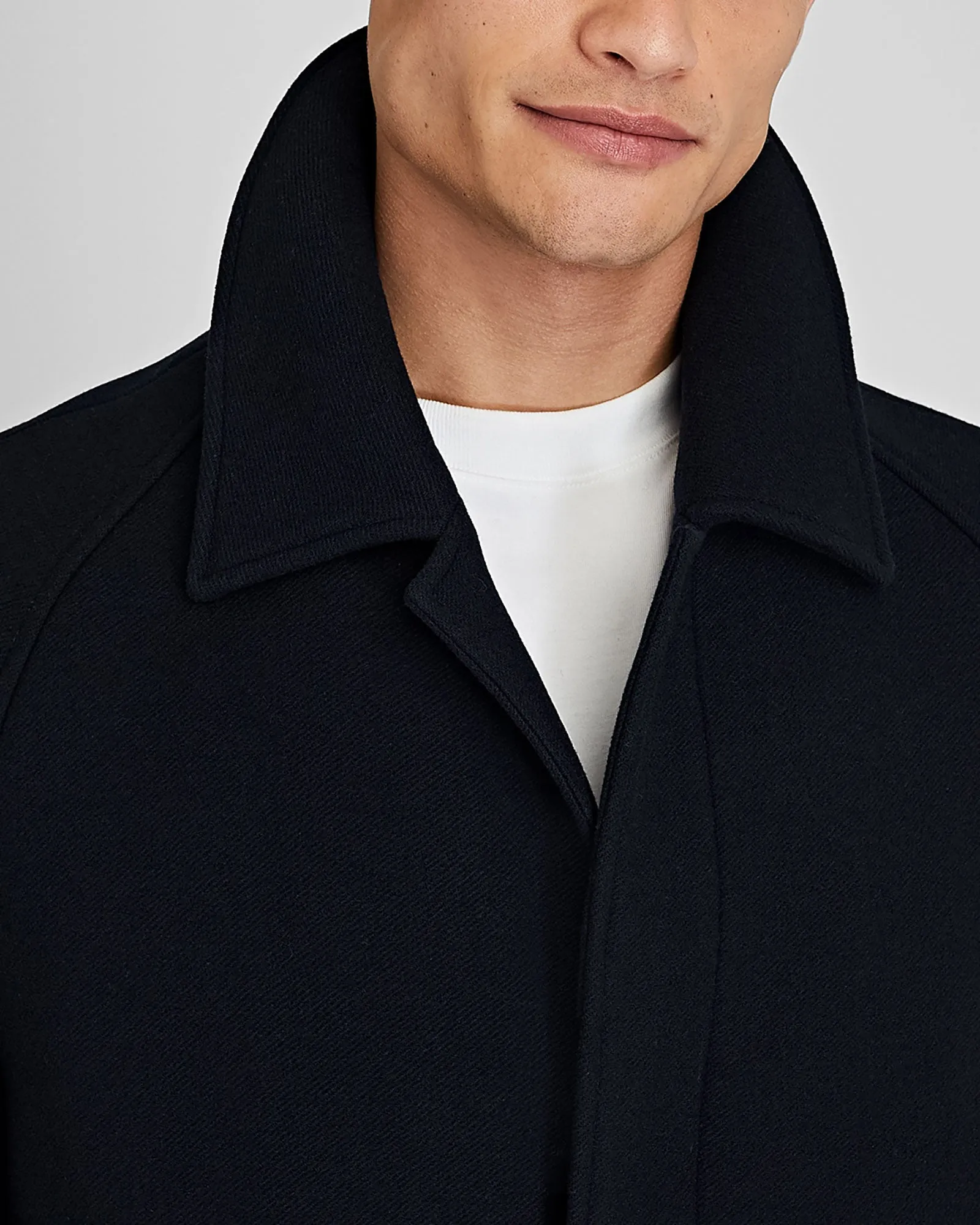 Capsule Solid Wool Blend Balmacaan Coat