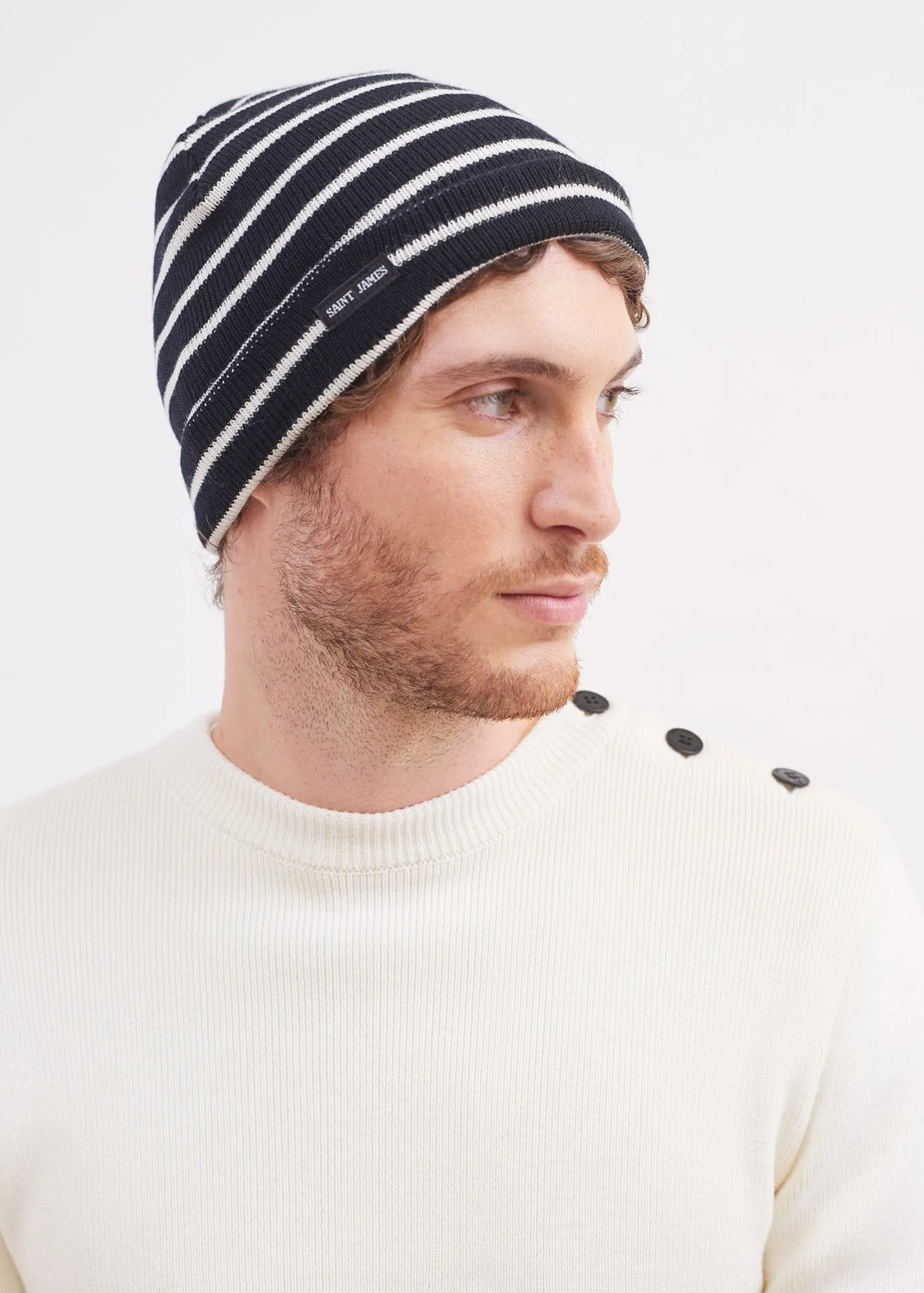 Cartier striped sailor hat - in soft wool (NAVY/ECUME)