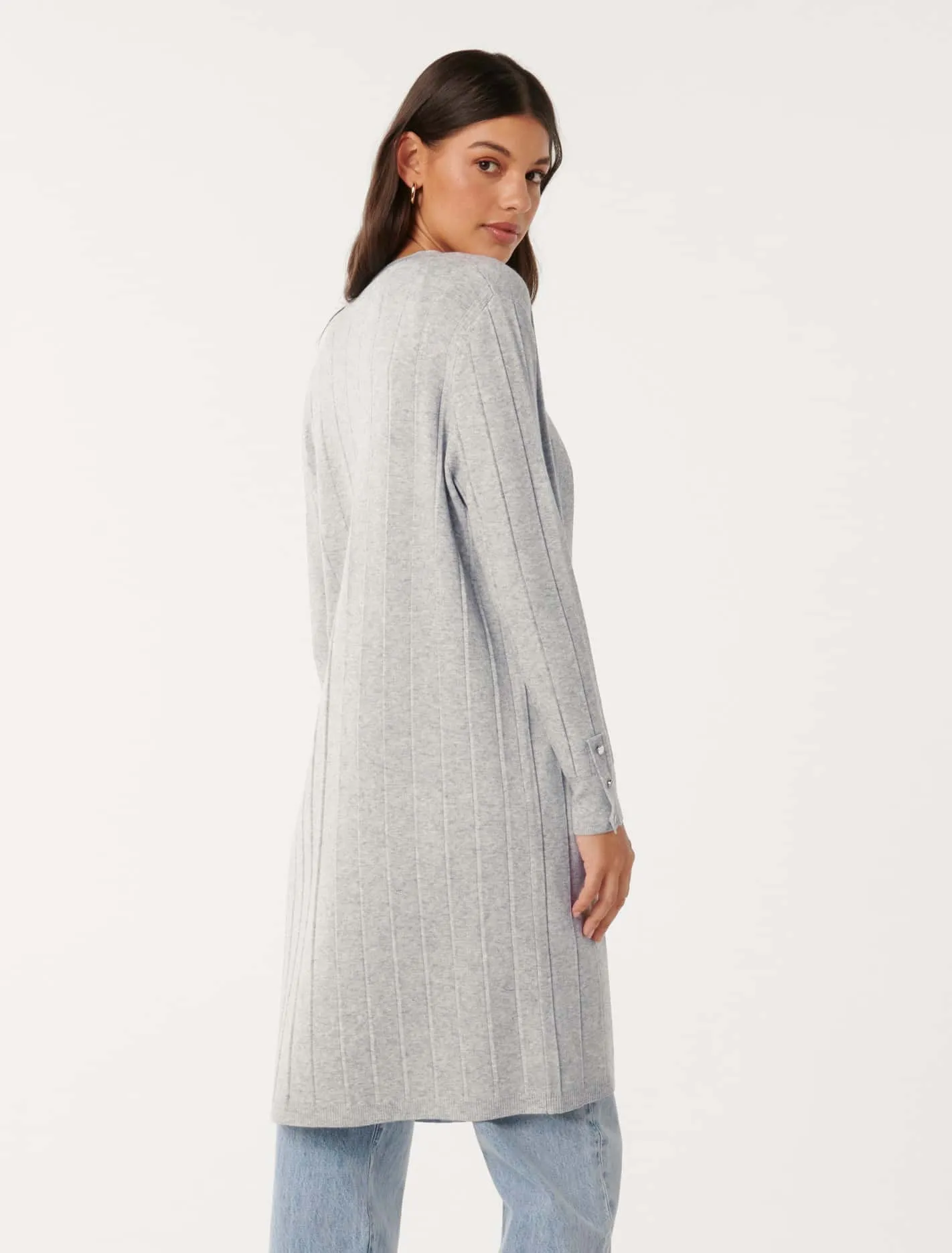 Daphne Long Line Ribbed Cardigan