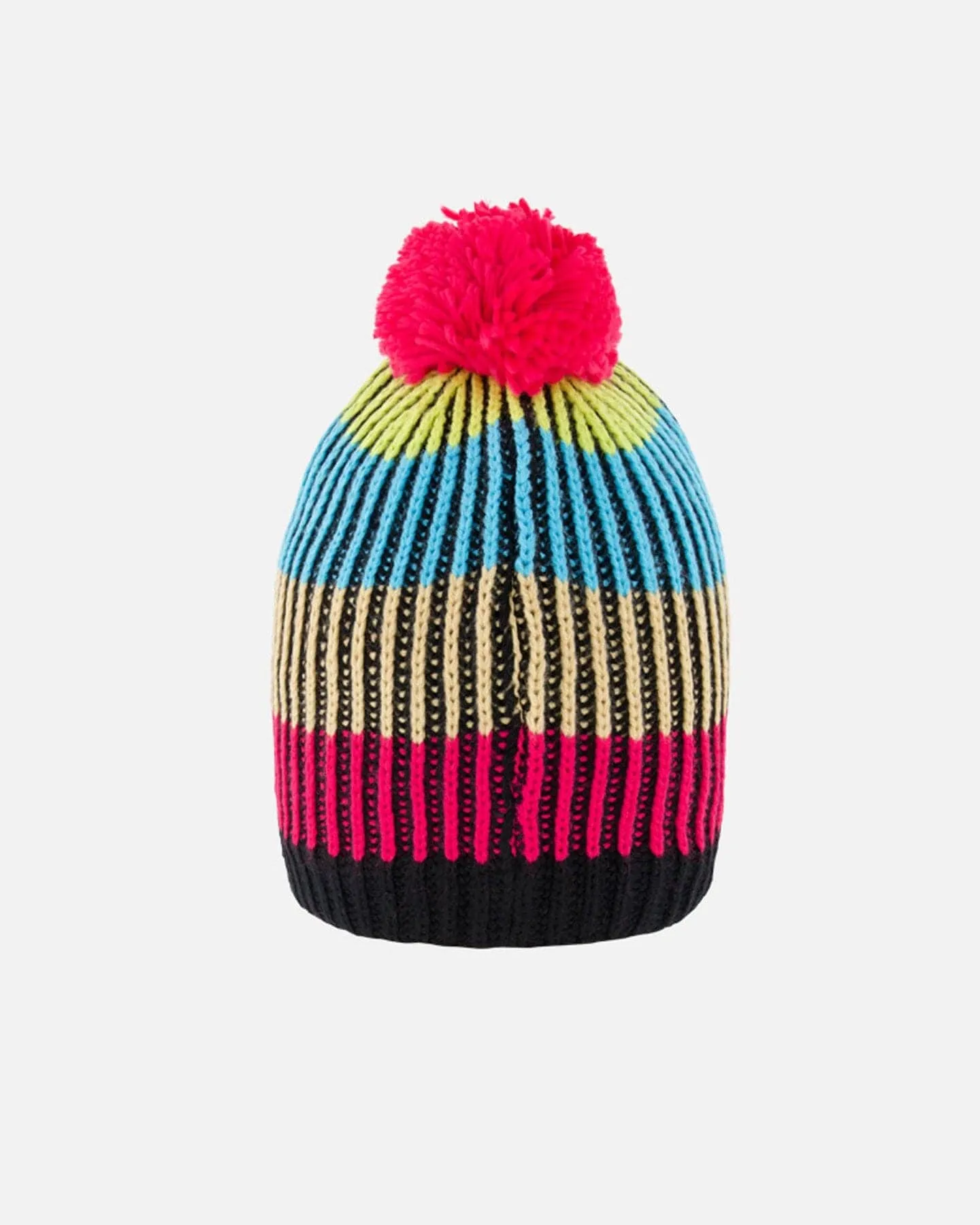 Deux par Deux Girl's Knitted Winter Hat In Black & Multicolor