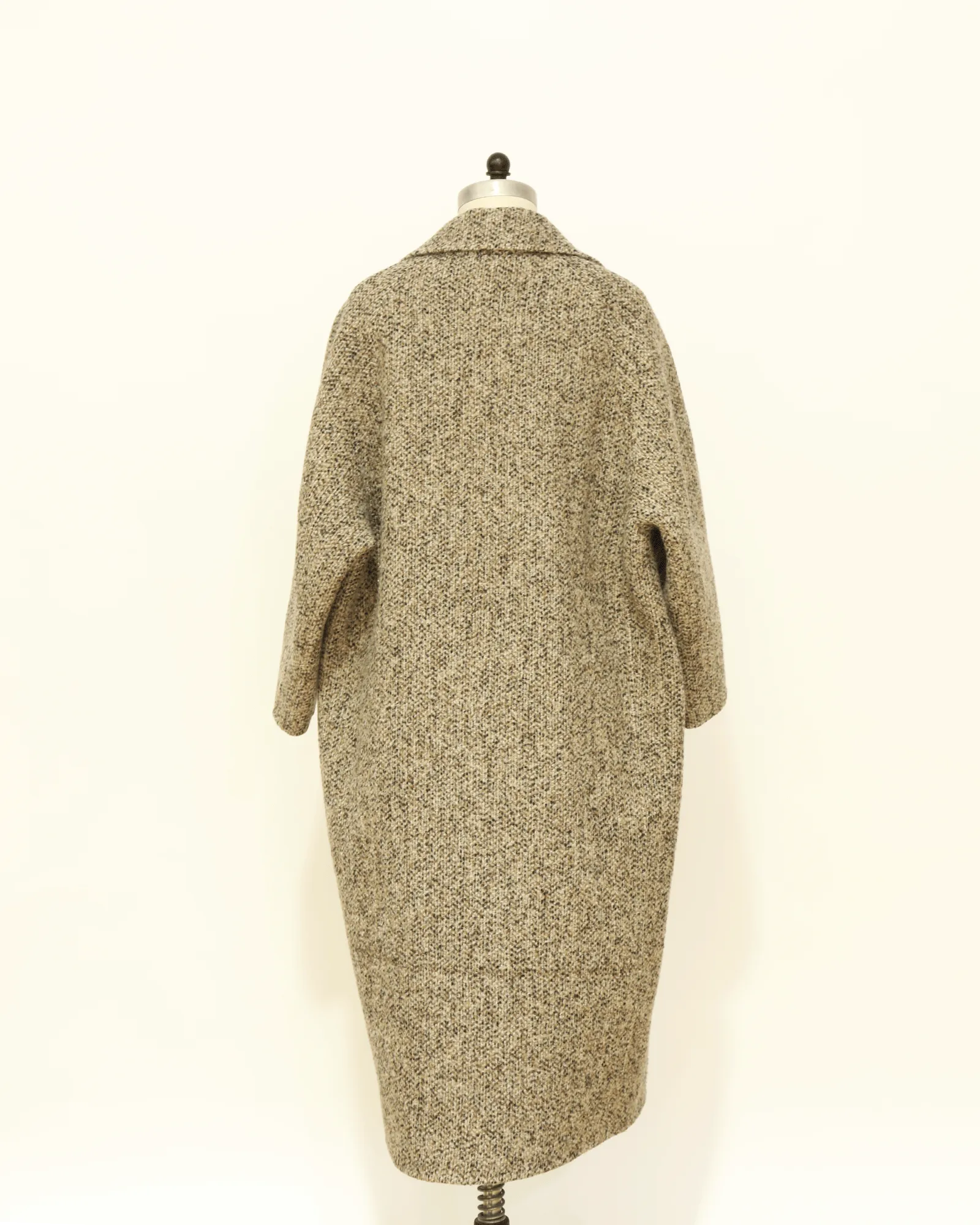 Double-Breasted Longline Wool Coat - Oat Marle