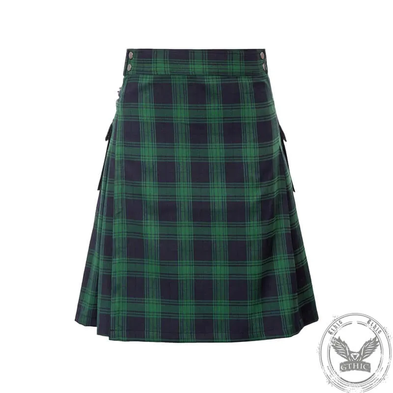 Double Color Plaid Pocket Skirt