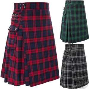 Double Color Plaid Pocket Skirt