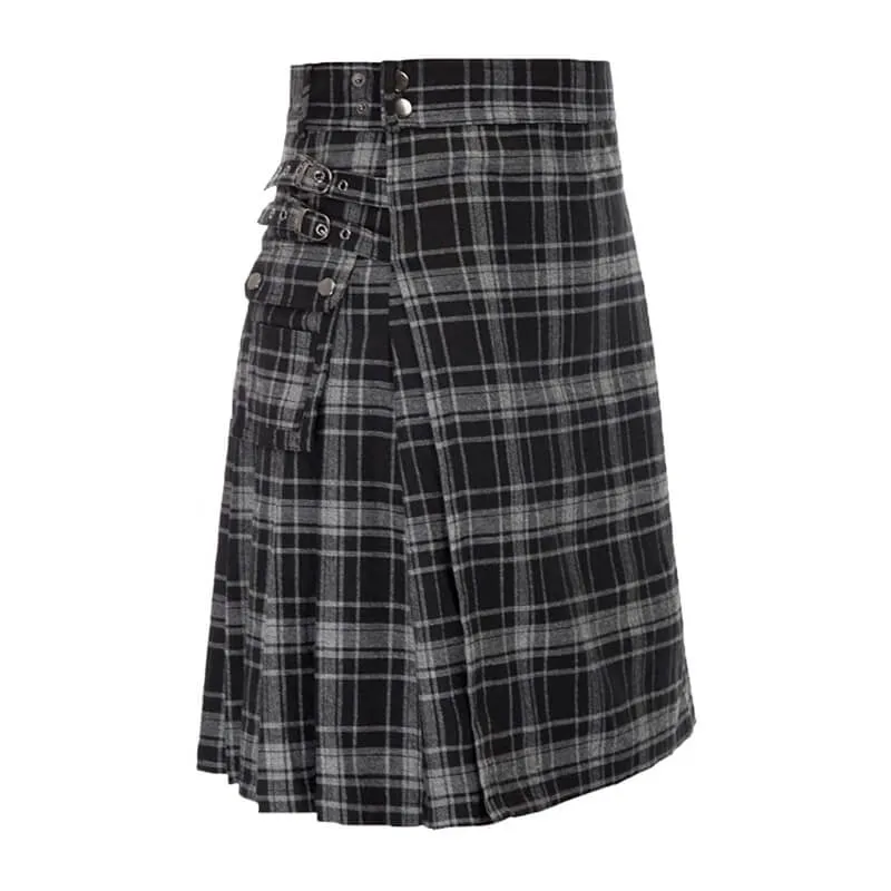 Double Color Plaid Pocket Skirt