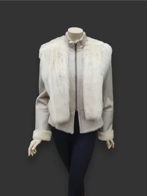 Eggshell Polo Shearling Jacket -Large