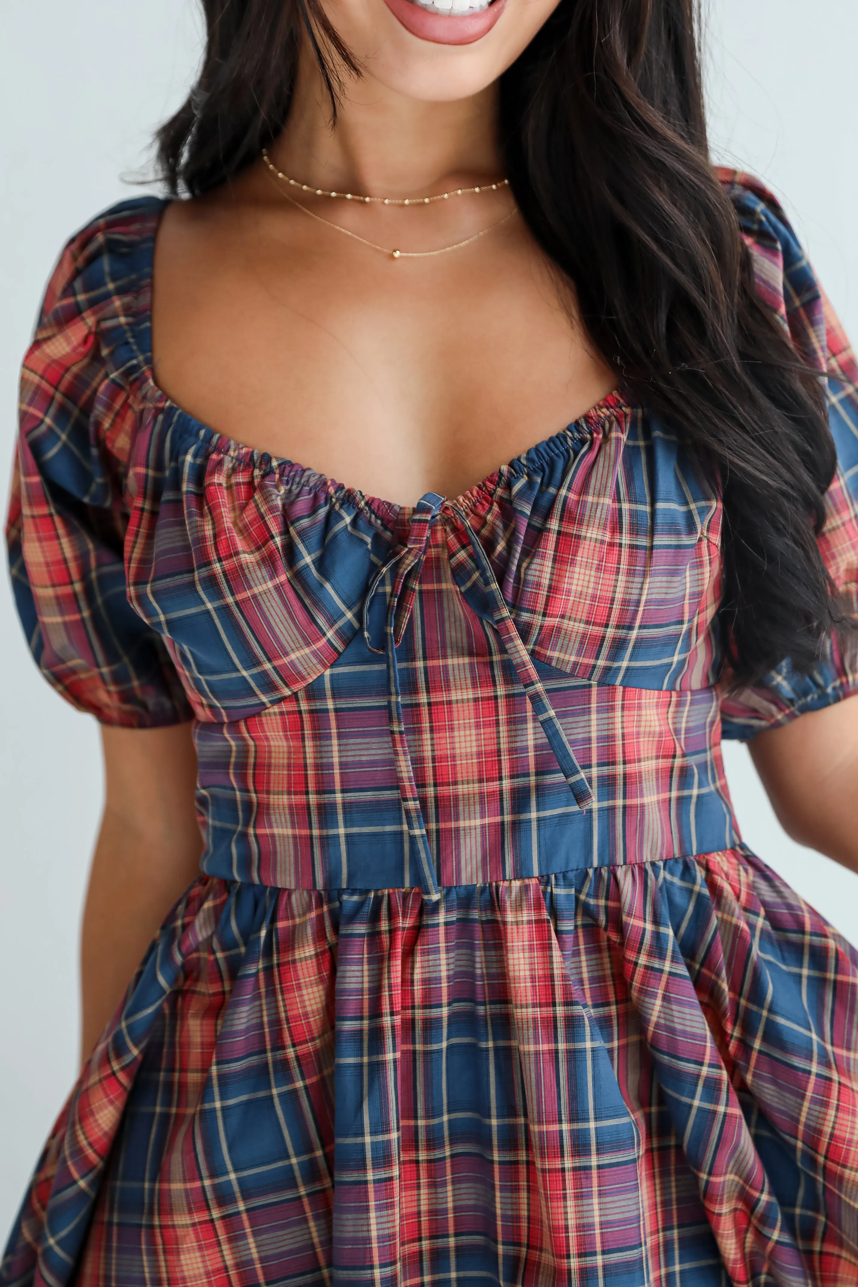 FINAL SALE - Autumn Approach Navy Plaid Mini Dress