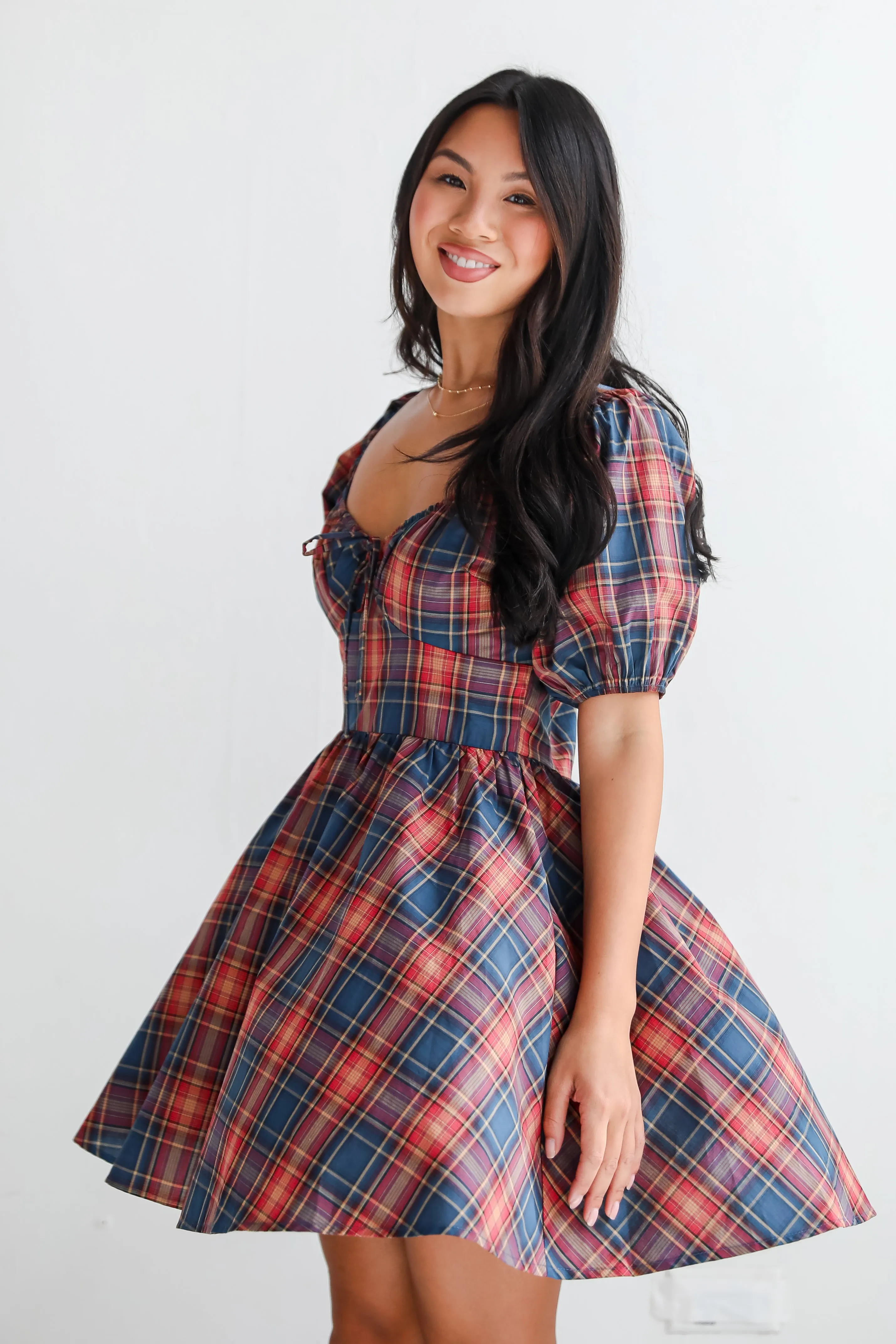 FINAL SALE - Autumn Approach Navy Plaid Mini Dress