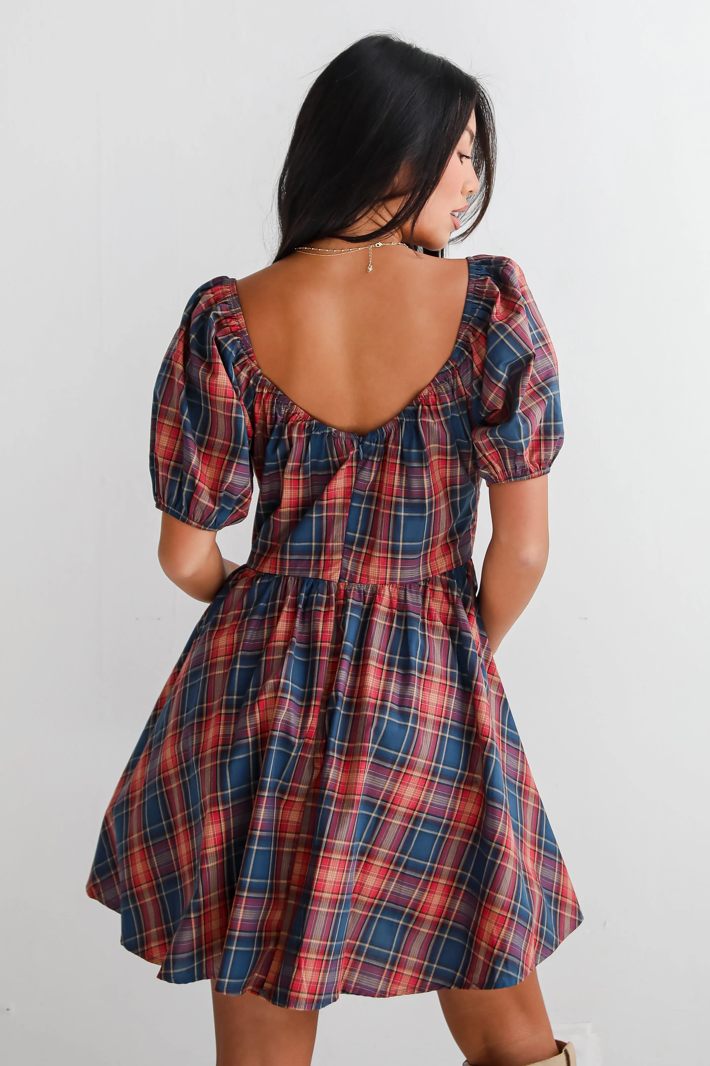 FINAL SALE - Autumn Approach Navy Plaid Mini Dress