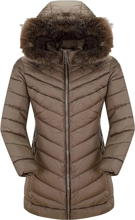 Giolshon Puffer Jacket Women, Fur Collar Warmth Outerwear coat