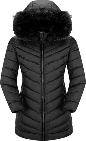 Giolshon Puffer Jacket Women, Fur Collar Warmth Outerwear coat