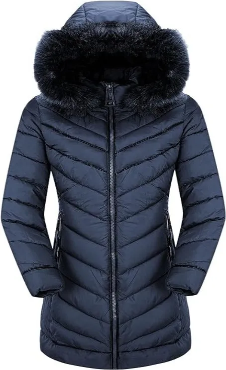 Giolshon Puffer Jacket Women, Fur Collar Warmth Outerwear coat