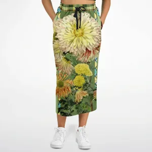 Green Caravan Floral Eco-Poly Long Pocket Skirt