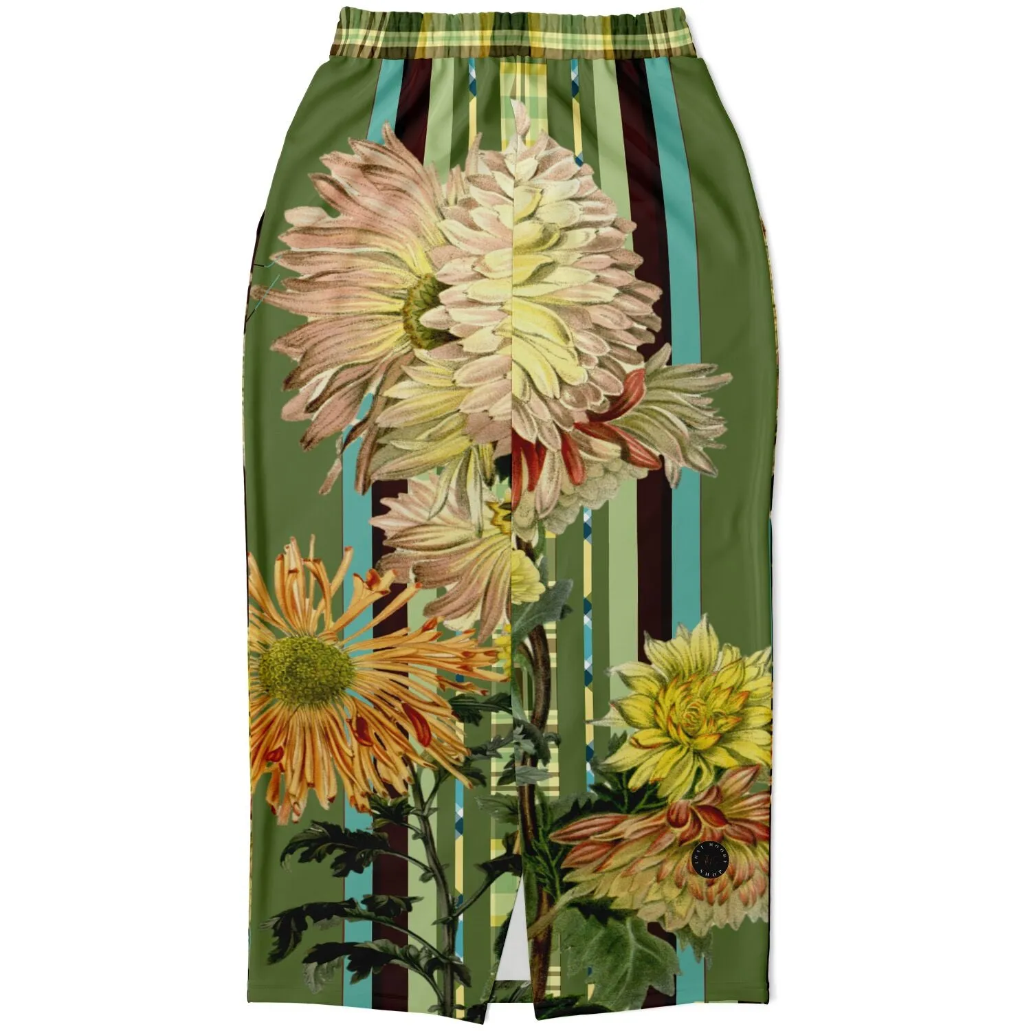 Green Caravan Floral Eco-Poly Long Pocket Skirt