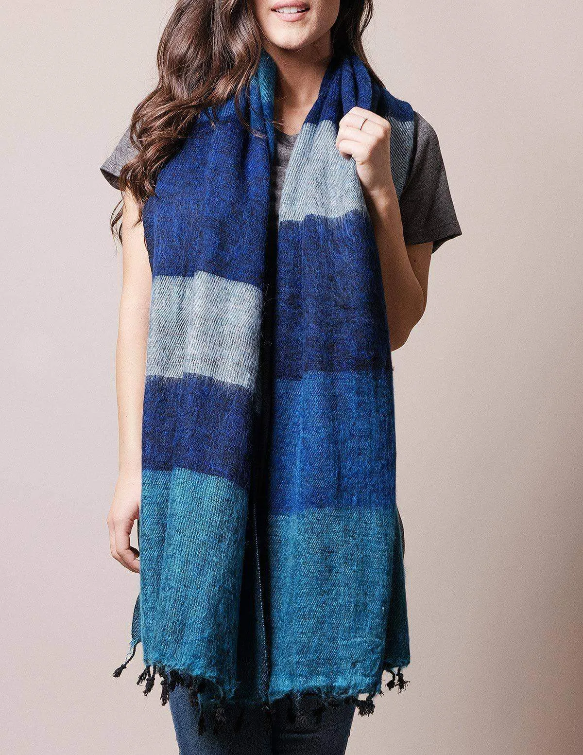 Himalayan Yak Wool Wrap - Blue Ice