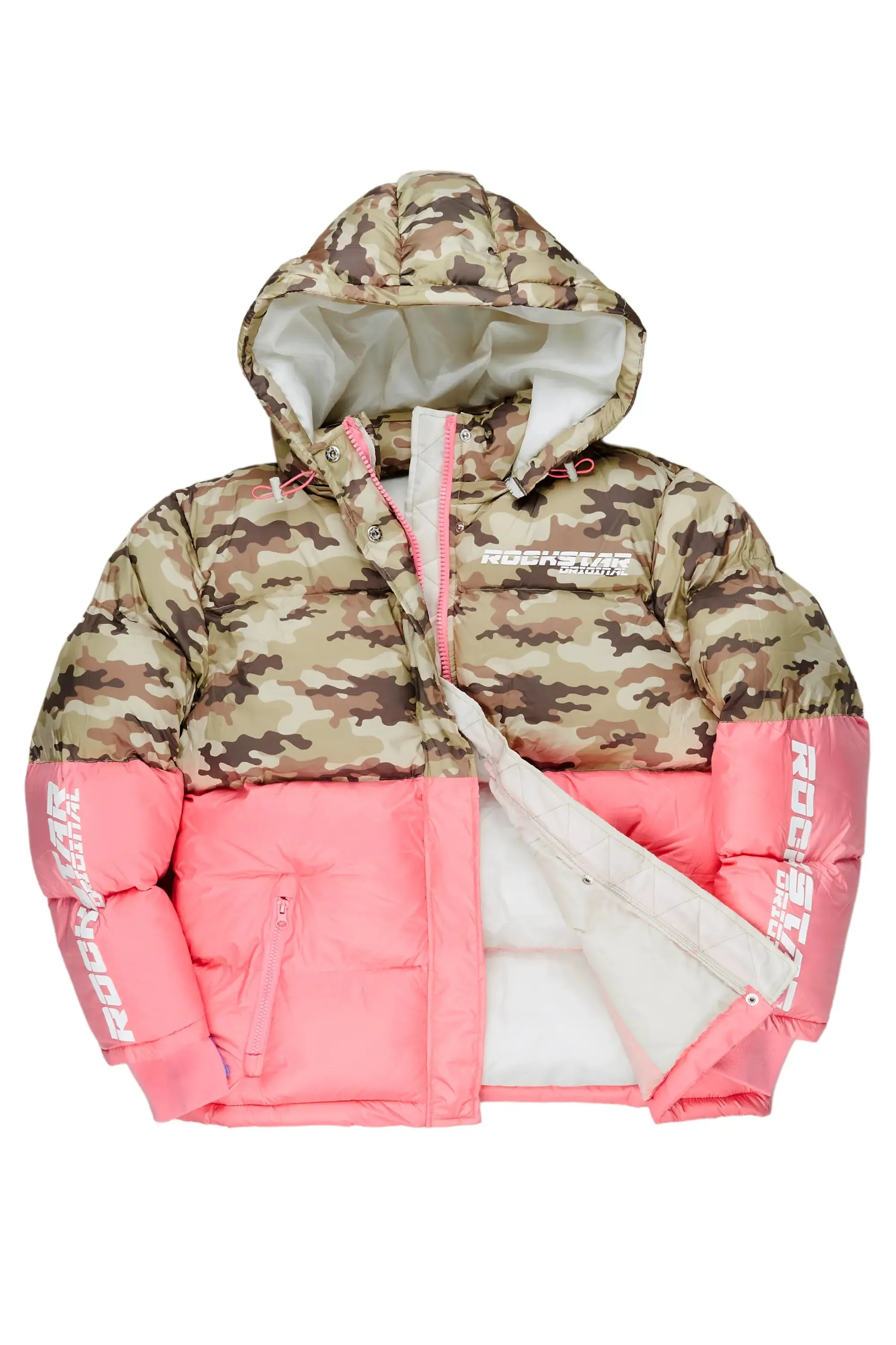 Jennay Pink/Camo Puffer Jacket