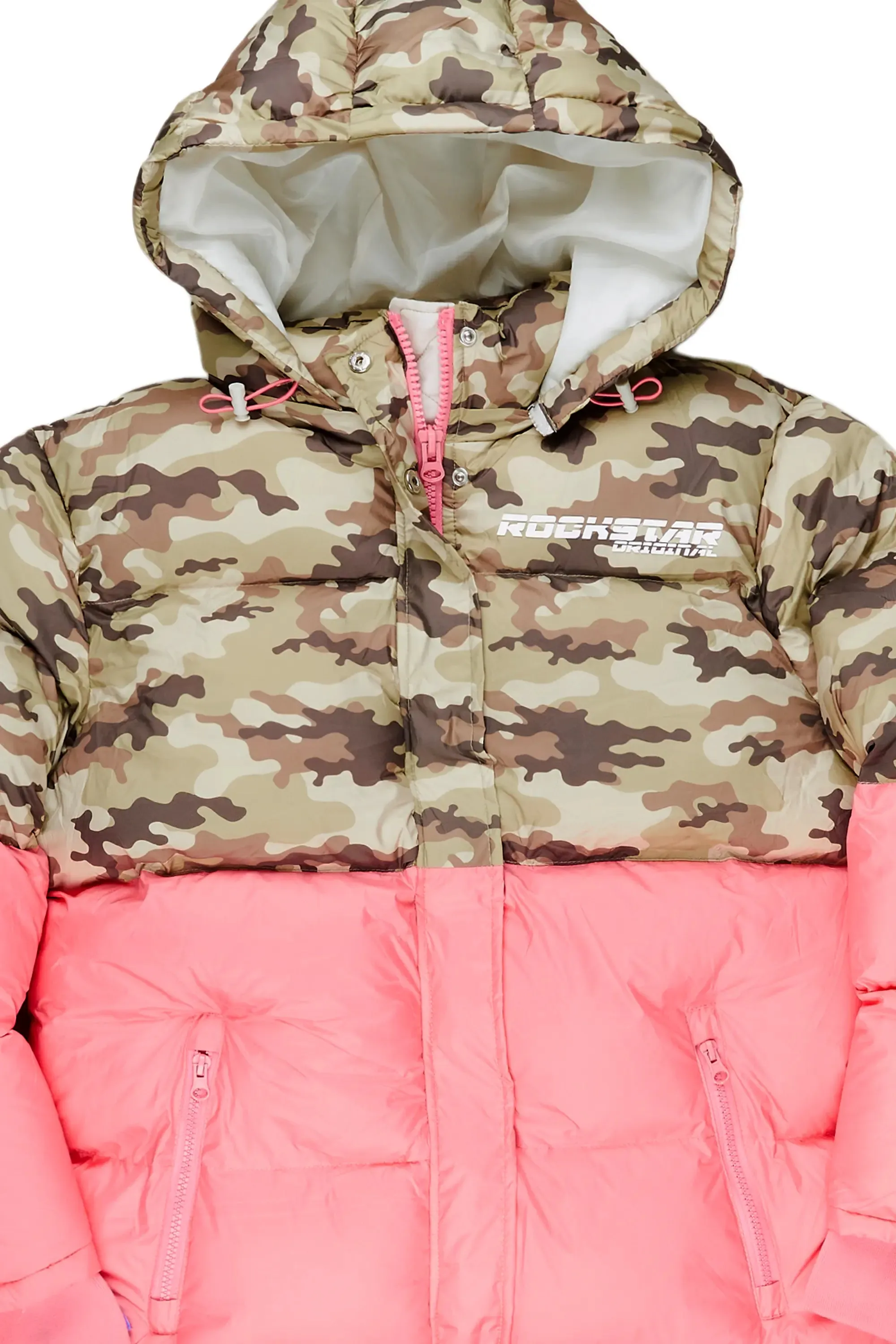 Jennay Pink/Camo Puffer Jacket