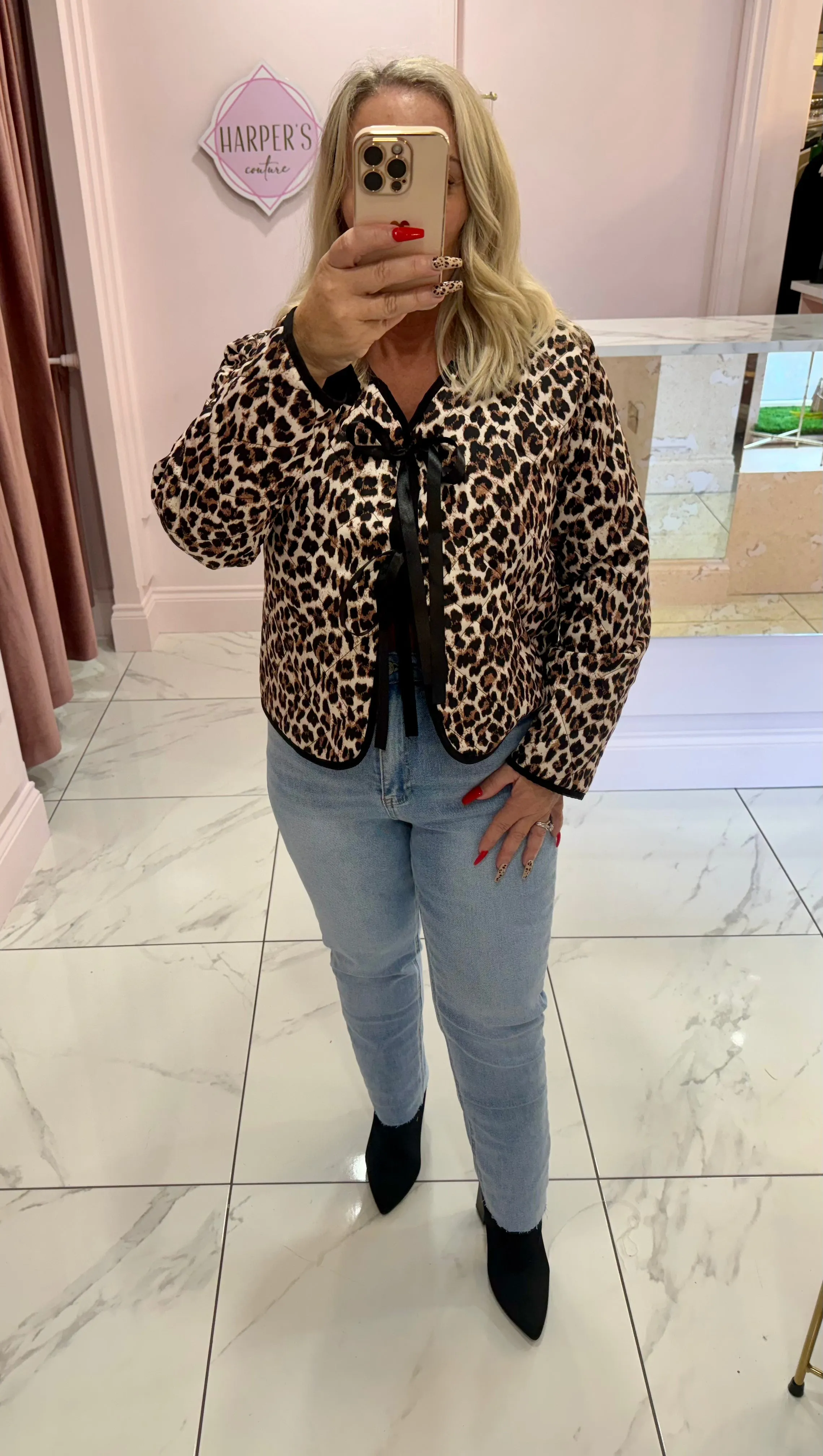 Karlie Leopard Print Quilted Lightweight Jacket