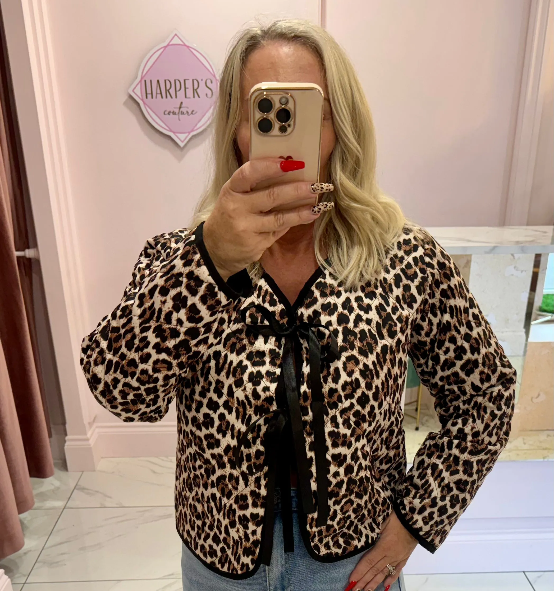 Karlie Leopard Print Quilted Lightweight Jacket