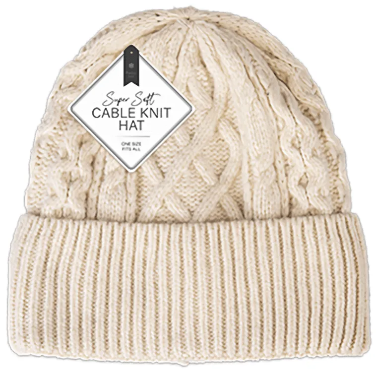 Ladies Super Soft Cable Knit Beanie Hat (Colour Options)