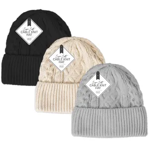 Ladies Super Soft Cable Knit Beanie Hat (Colour Options)