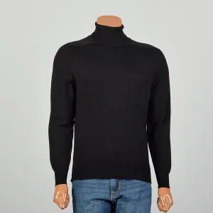 Large 1970s Pierre Cardin Classic Turtleneck Black Designer Ribbed Knit