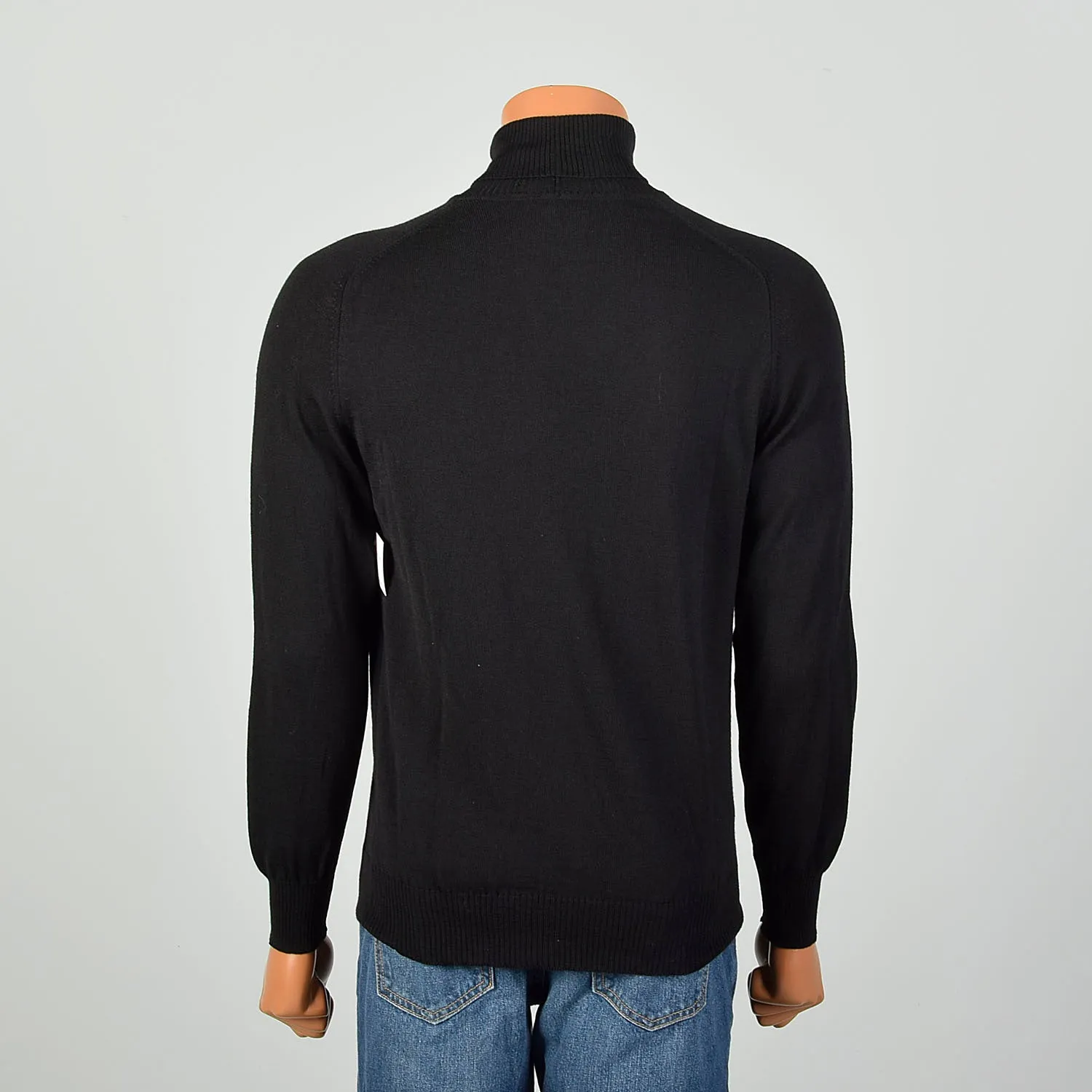 Large 1970s Pierre Cardin Classic Turtleneck Black Designer Ribbed Knit