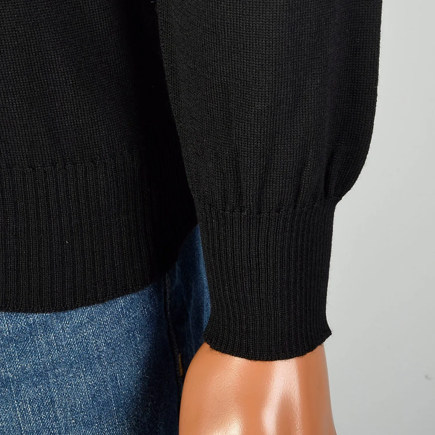 Large 1970s Pierre Cardin Classic Turtleneck Black Designer Ribbed Knit