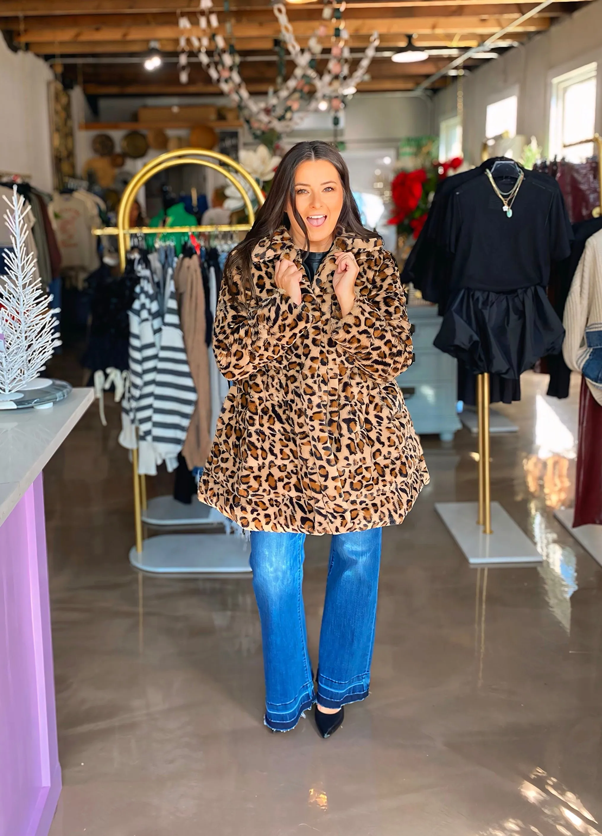 Layna Leopard Puffer Coat