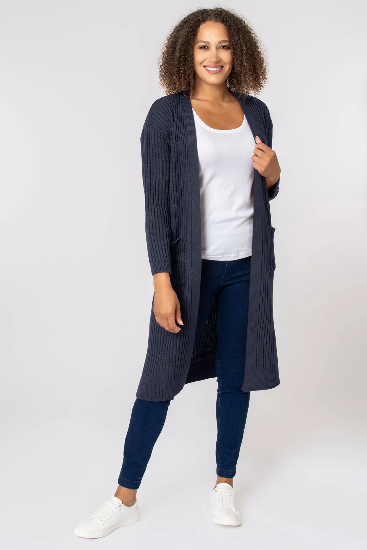 Longline Rib Edge to Edge Cardigan