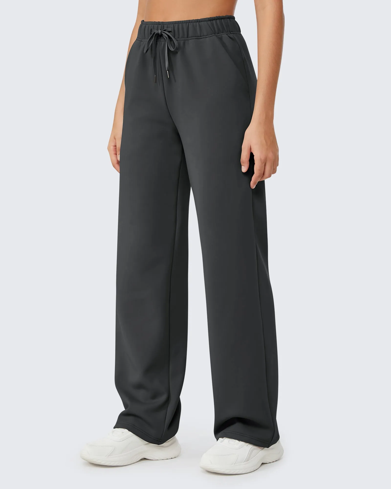 Loose Fleece Lined Mid-Waist Casual Pants