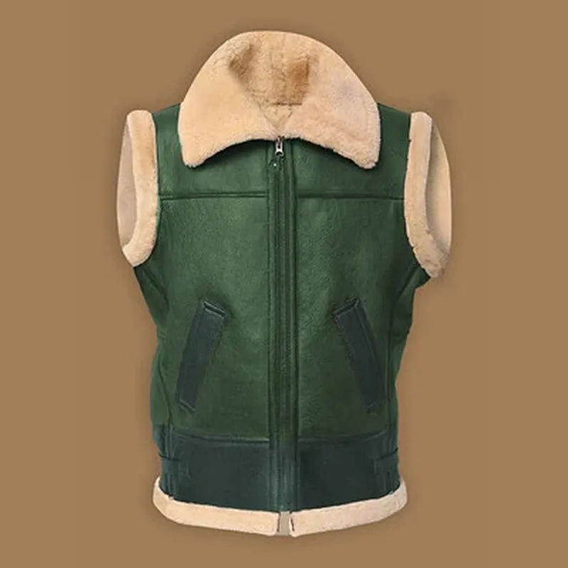 Men Brown Shearling Vest