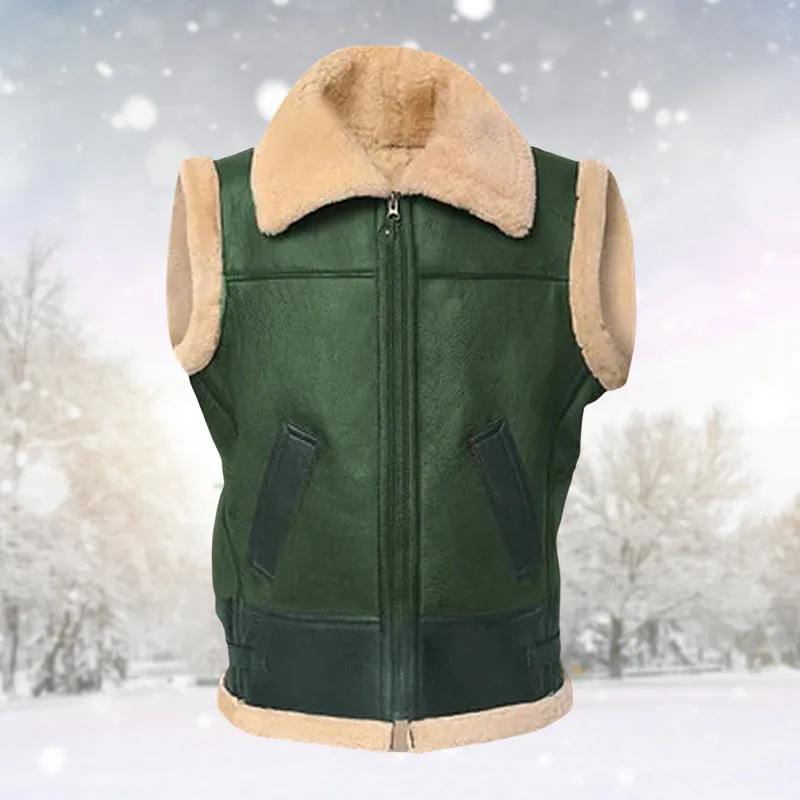 Men Brown Shearling Vest