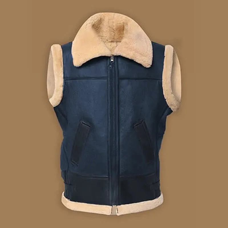 Men Brown Shearling Vest