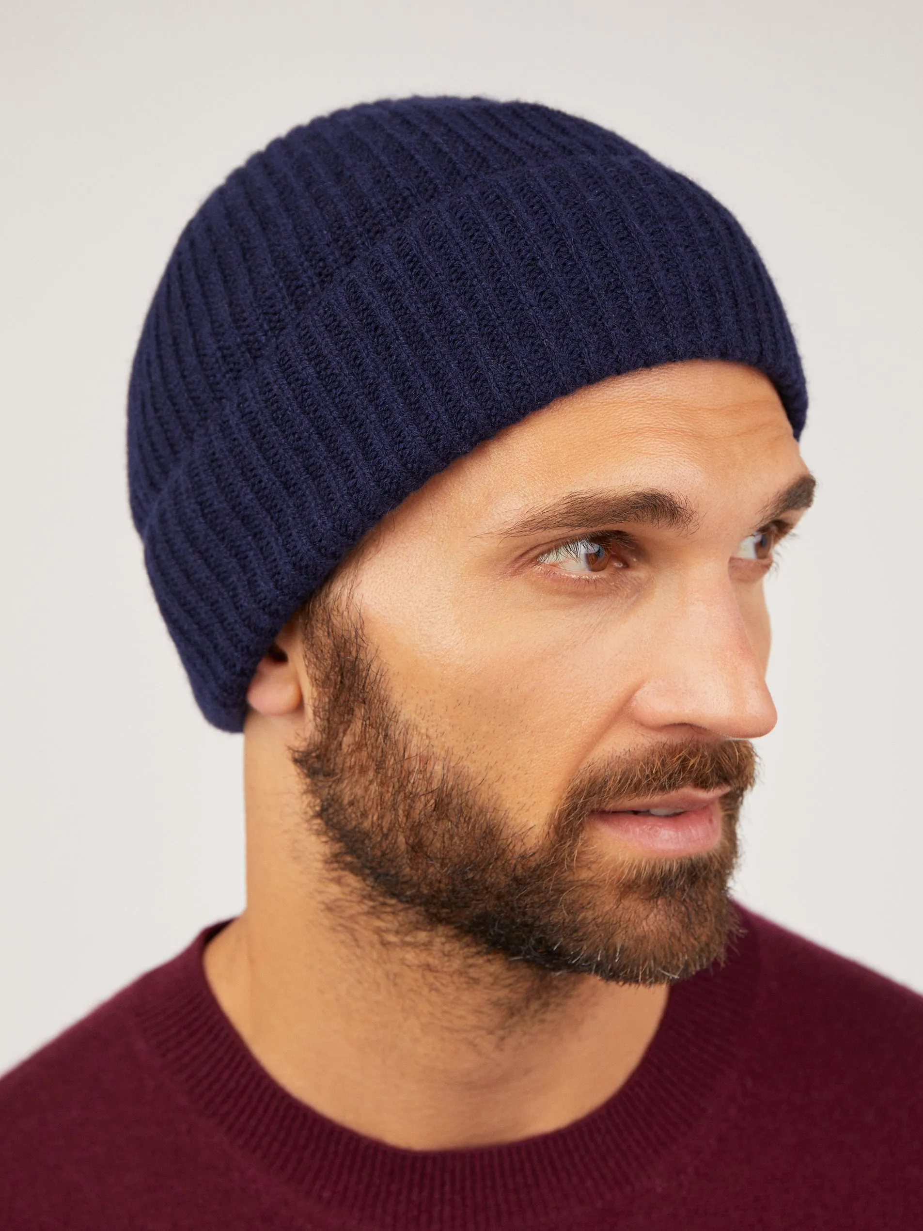 Mens Core Cashmere Rib Beanie Hat