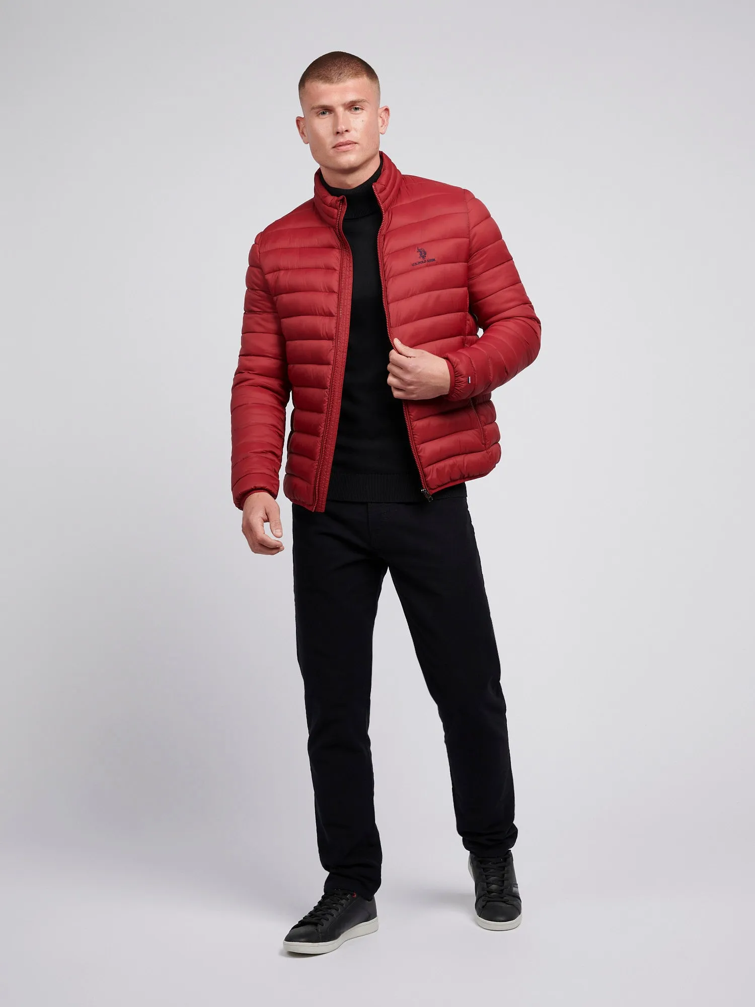 Mens Lightweight Bound Quilted Jacket in Tibetan Red