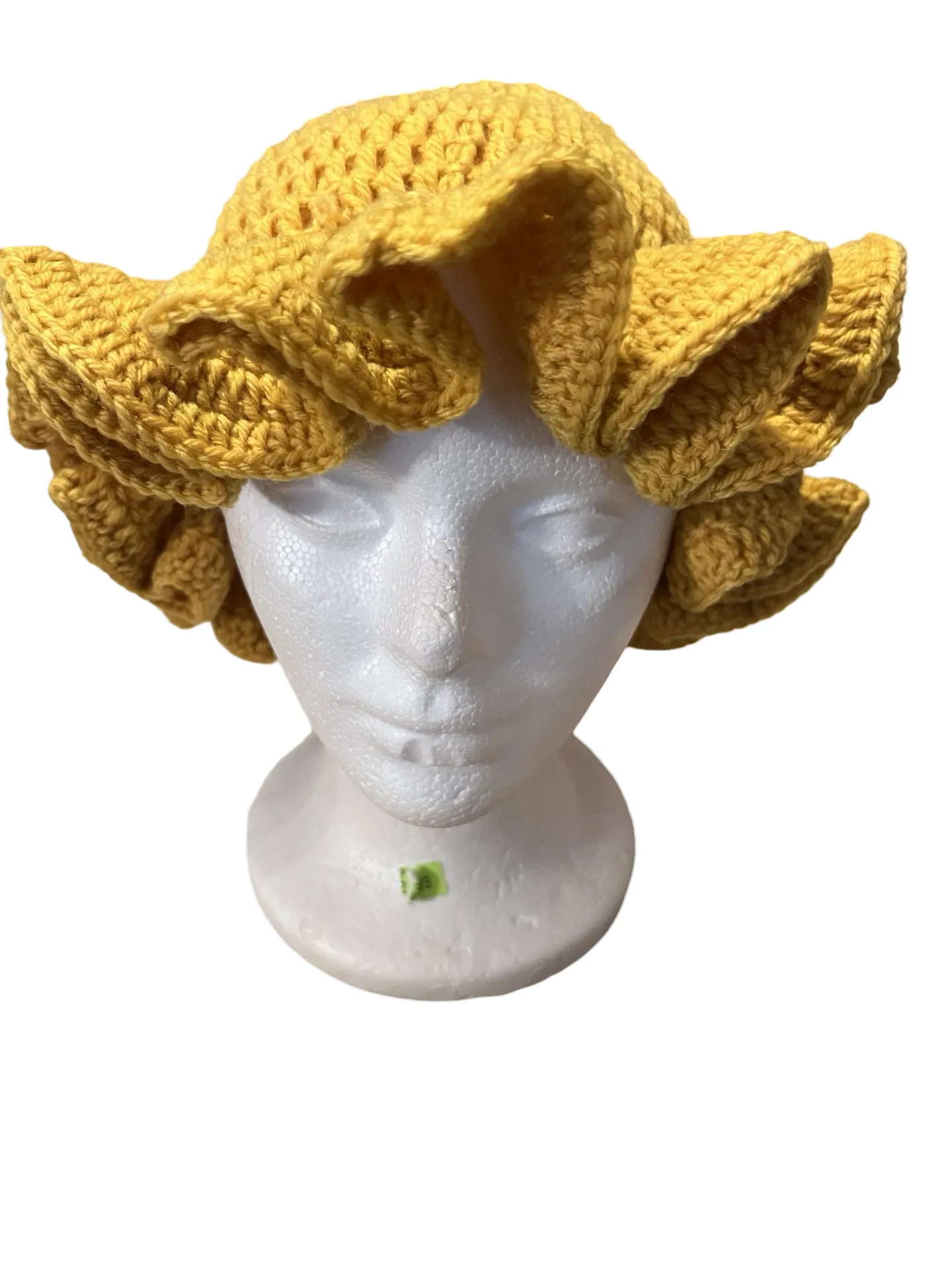 Multi color ruffle crochet hat