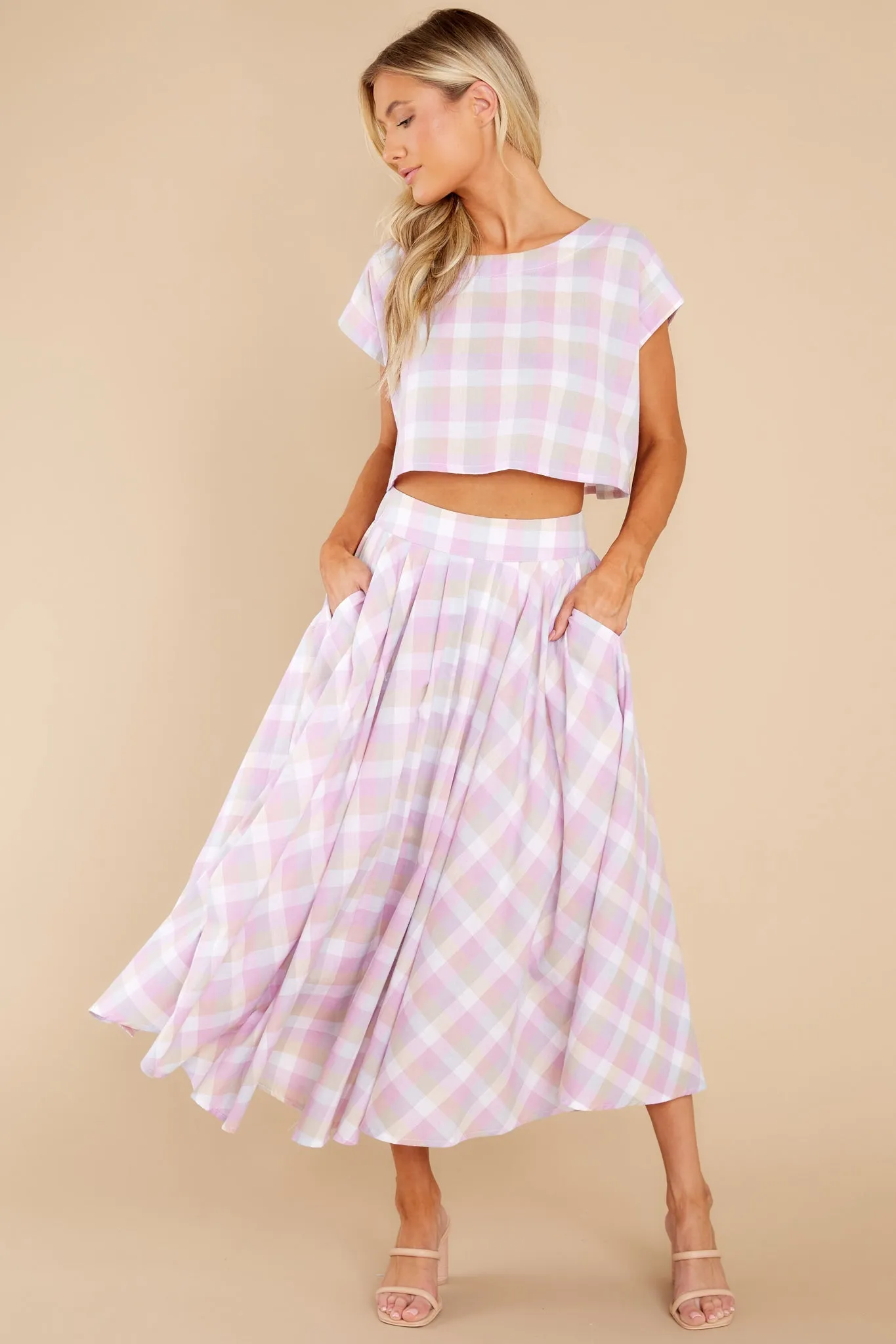 New Blossoms Lavender Plaid Two Piece Set