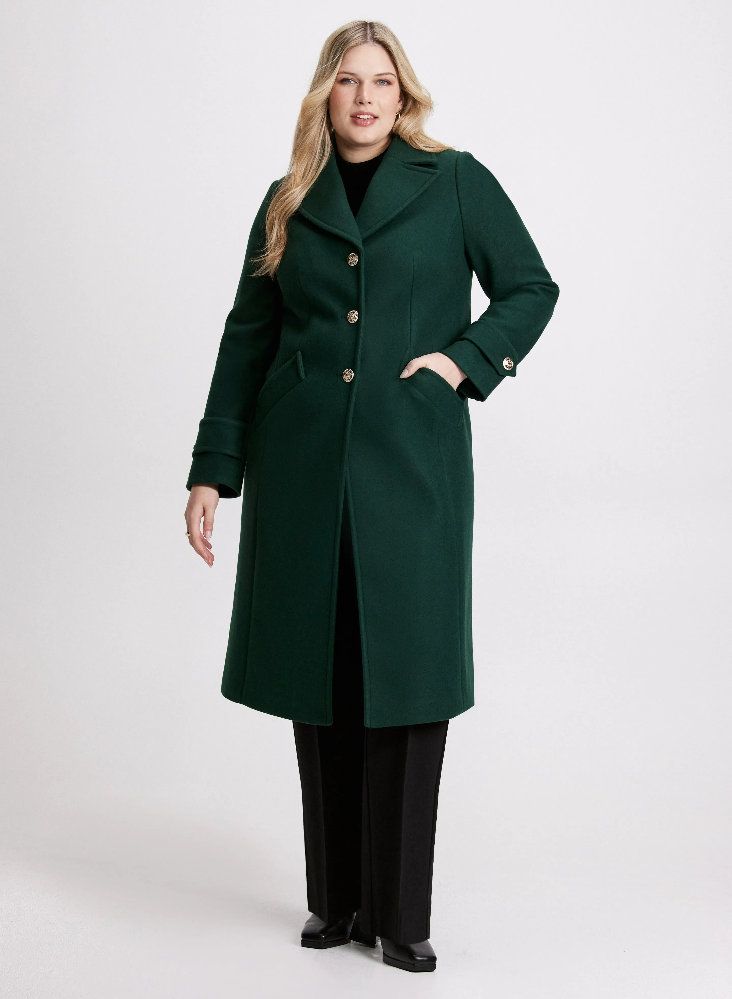 Notched Collar Wool-Blend Coat