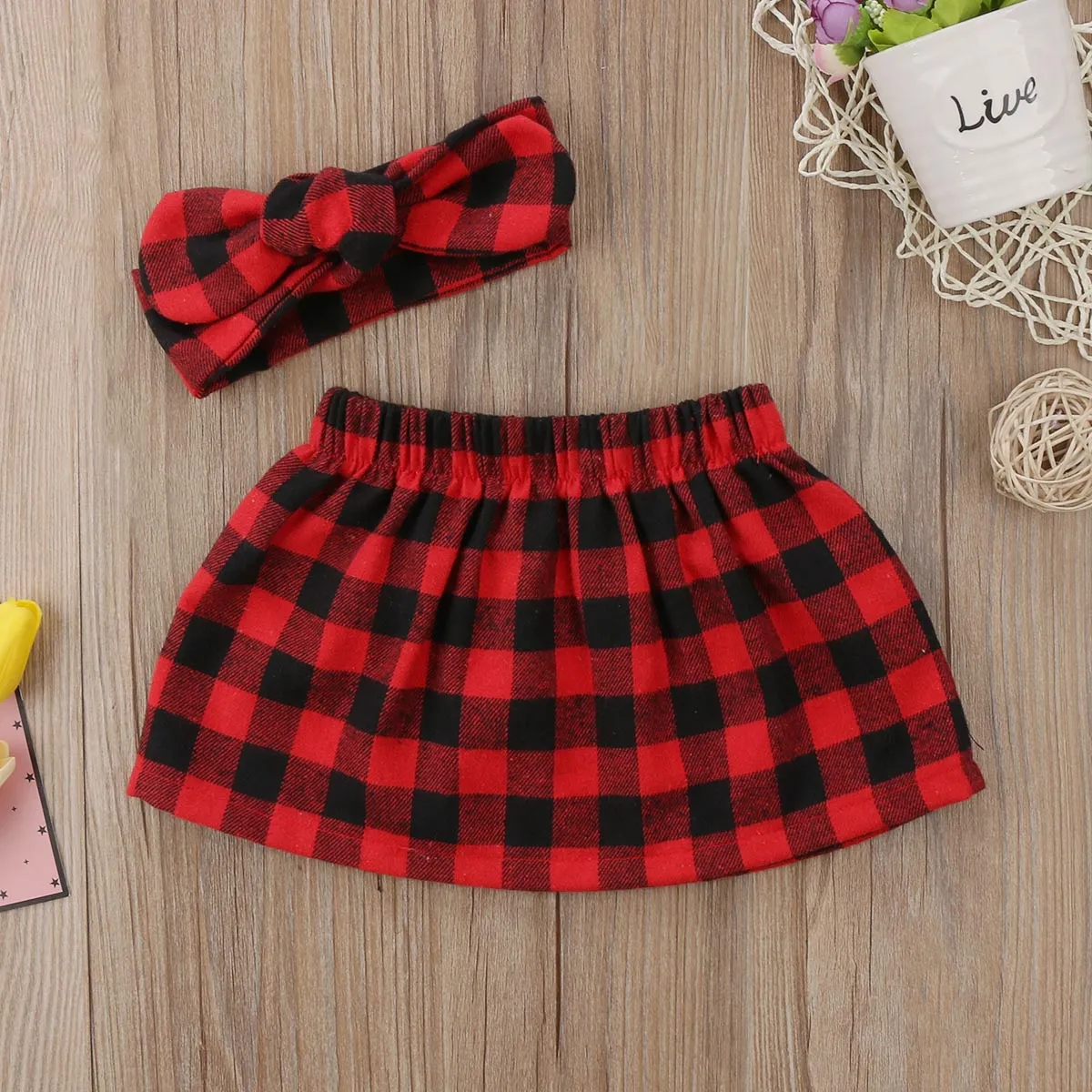 Plaid Skirt Headband Outfit