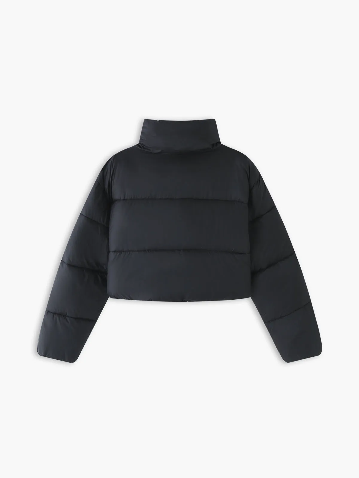 Quilted Puffer Mock Trendy Neck Crop Coat