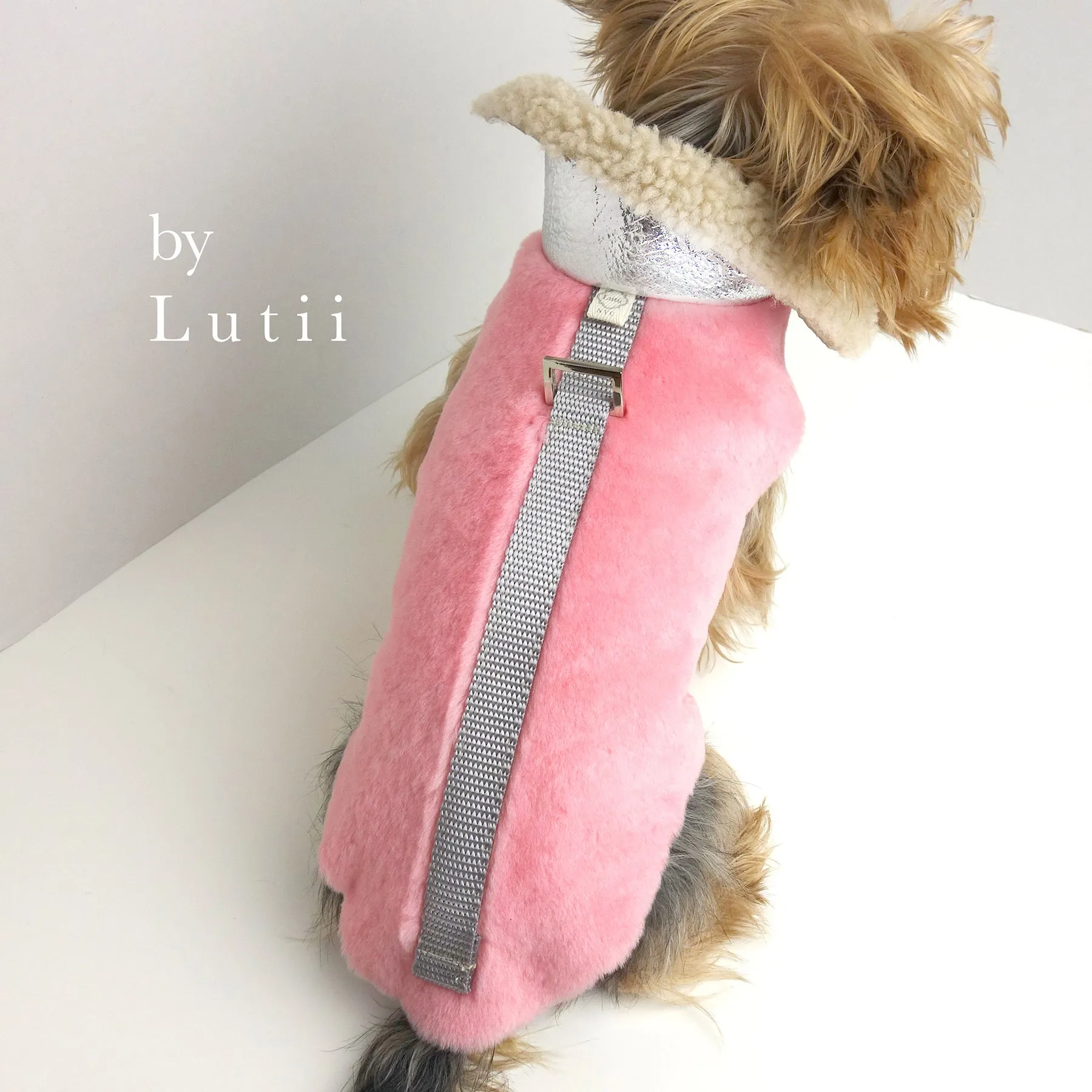 " Pink Orchird"-100% shearling handmade winter dog coat