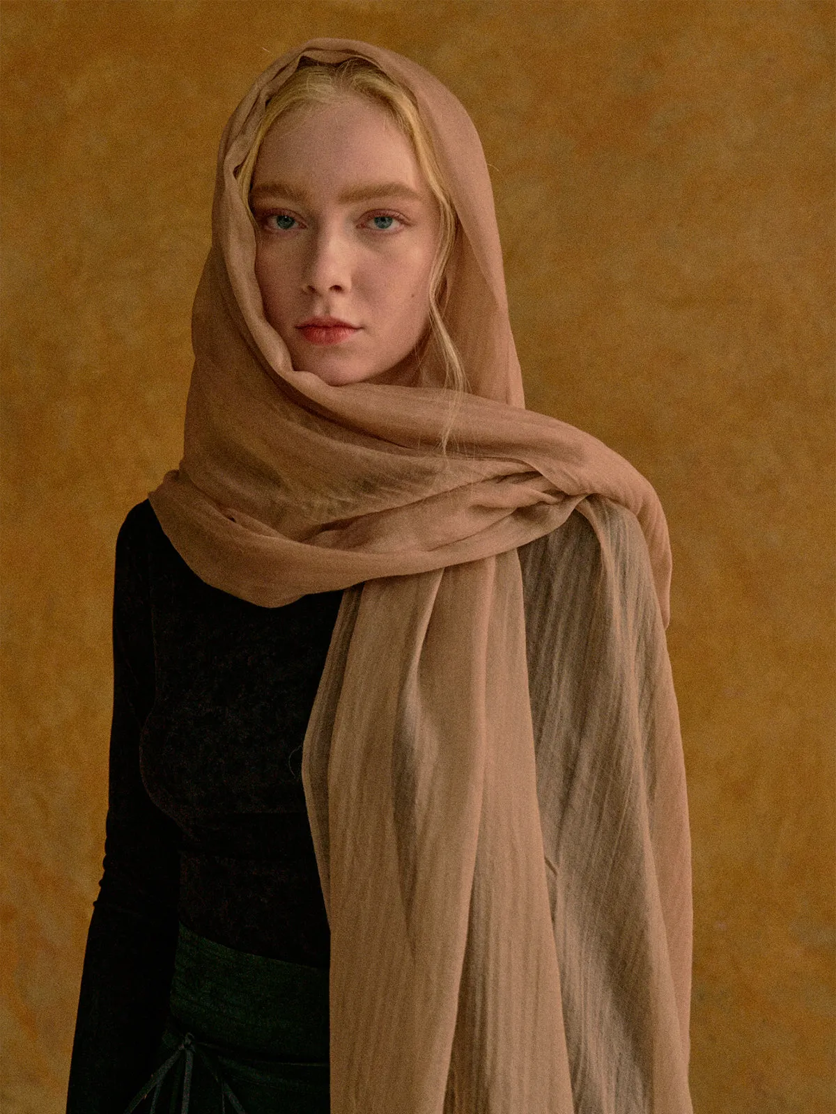 "Featherlight" Oversized Cashmere Scarf - Light Tan