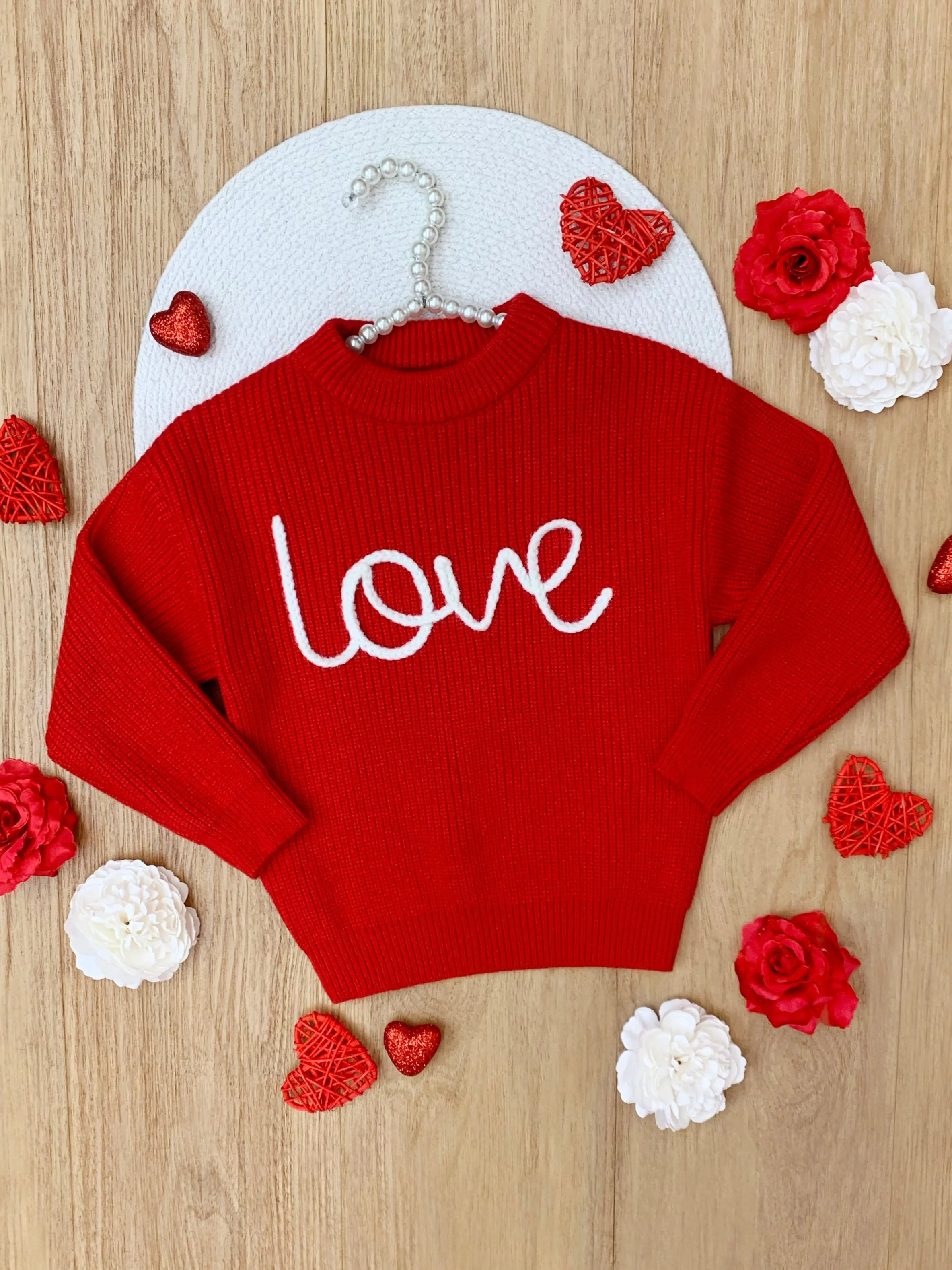 "Love" At First Sight Embroidered Chunky Knit Sweater