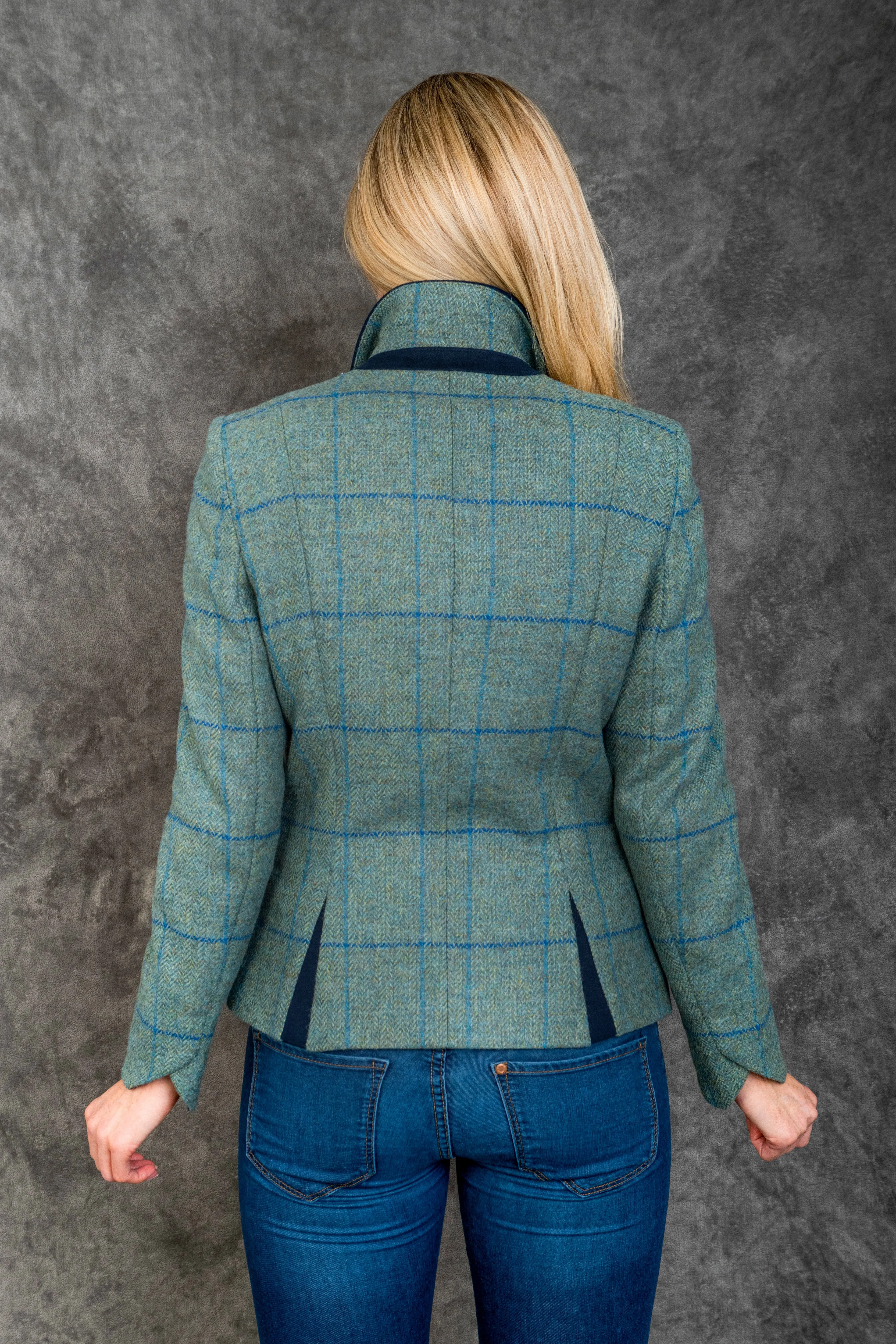 Sasha Tweed Jacket - Light Teal Check